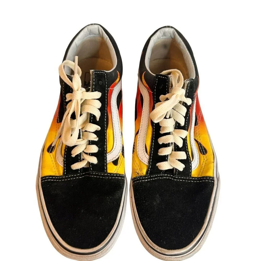 Vintage Vans Old Skool Flame Print Sneakers Women's 8 y2k skate cyber